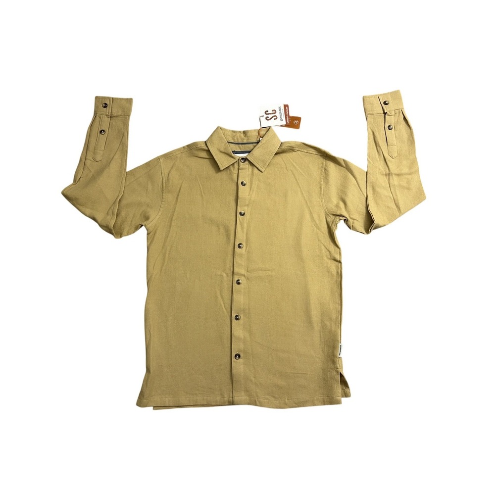 Sovereign Code Archer Shirt Mens S‎ Tan Waffle Knit NWT Long Sleeve Button Down